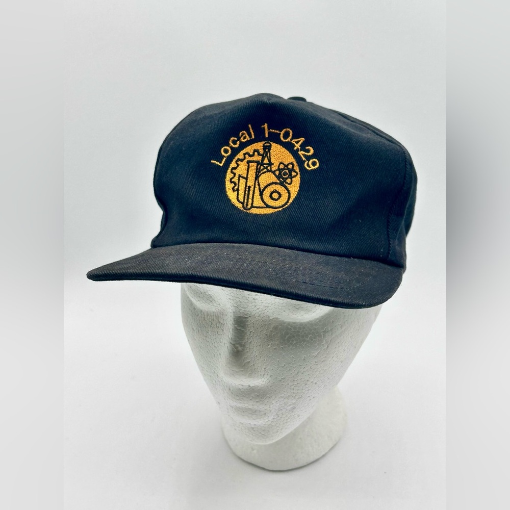 Vintage Local 1-0429 Ball Cap Trucker Hat Adjustable Snap Back Black Canvas